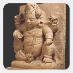 Figur Siva som Vamana, Mansar Maharashtra (röd Fyrkantigt Klistermärke