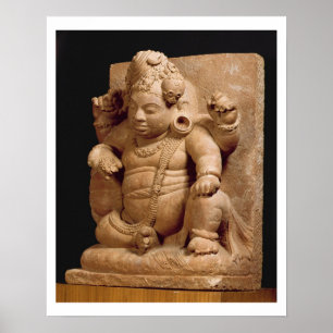 Figur Siva som Vamana, Mansar Maharashtra (röd Poster