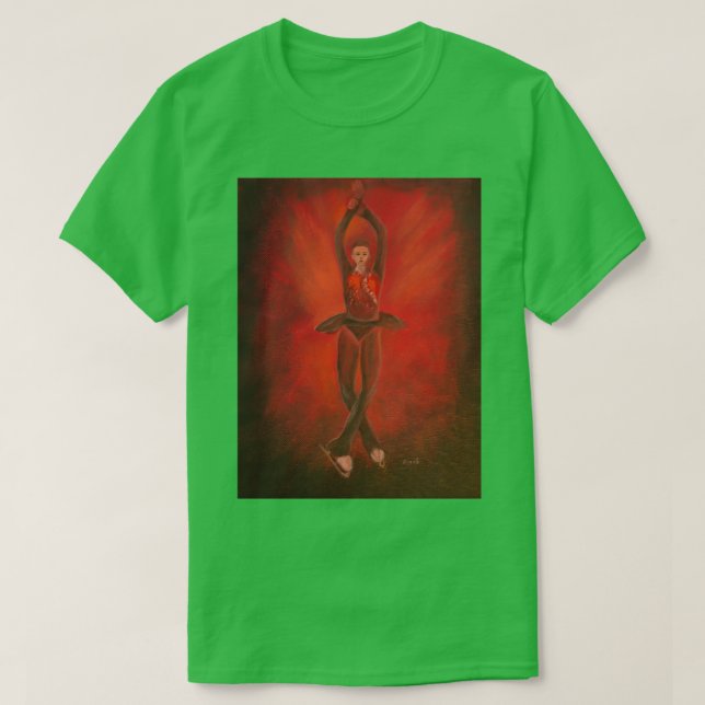 Figur Skater Kamila Valieva a quad hopp T Shirt (Design framsida)