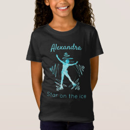 Figur skater t-shirt star på is fryst blått