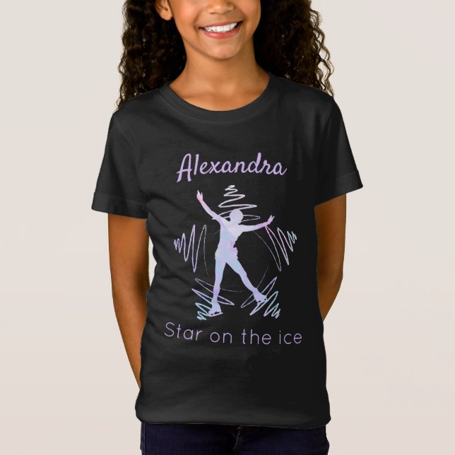 Figur skater t-shirt star på iskristaller av lila (Framsida)