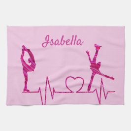 Figur Skater Towel-bladspulssnurrande rosa rosa Kökshandduk