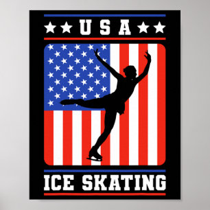 Figur Skater Usa Ice Skating Poster