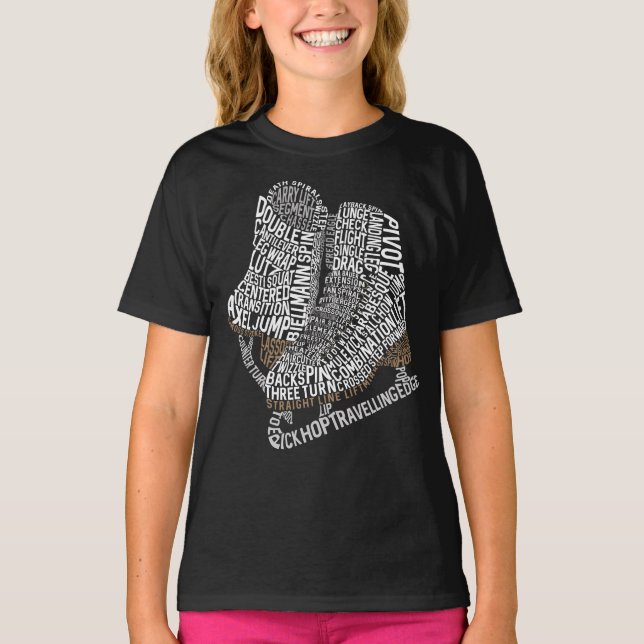 Figur Skates Ord Art Ice Dance T Shirt (Framsida)