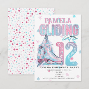 Figur Skating 12:e Födelsedagsfest inbjudan