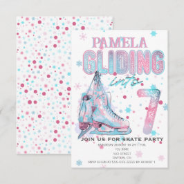 Figur Skating 7:e Födelsedagsfest inbjudan