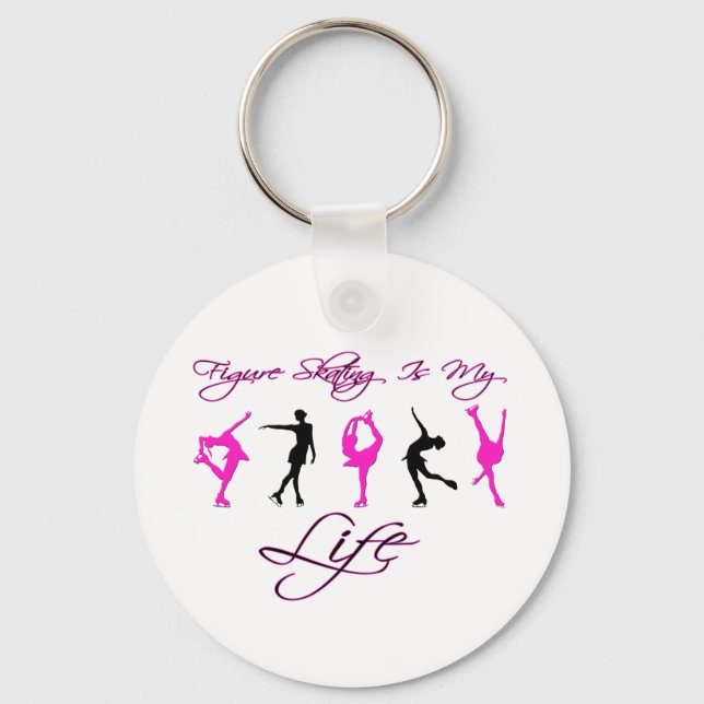 Figur Skating är mitt liv - ROSA & BLACK Nyckelring (Framsida)