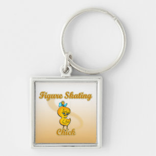 Figur Skating Chick Fyrkantig Silverfärgad Nyckelring