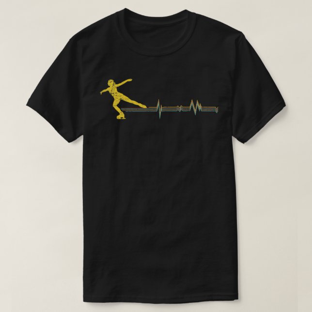 Figur Skating EKG Heart Line T Shirt (Design framsida)