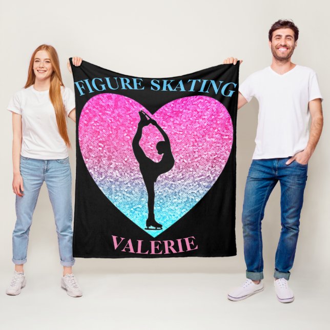 Figur Skating Fleece Blanket w/ Personlig Namn (På plats)