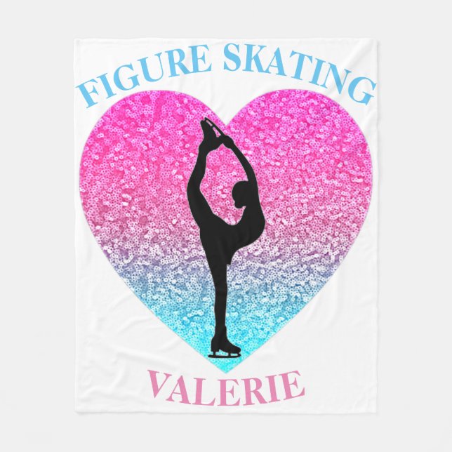 Figur Skating Fleece Blanket w/ Personlig Namn (Framsidan)