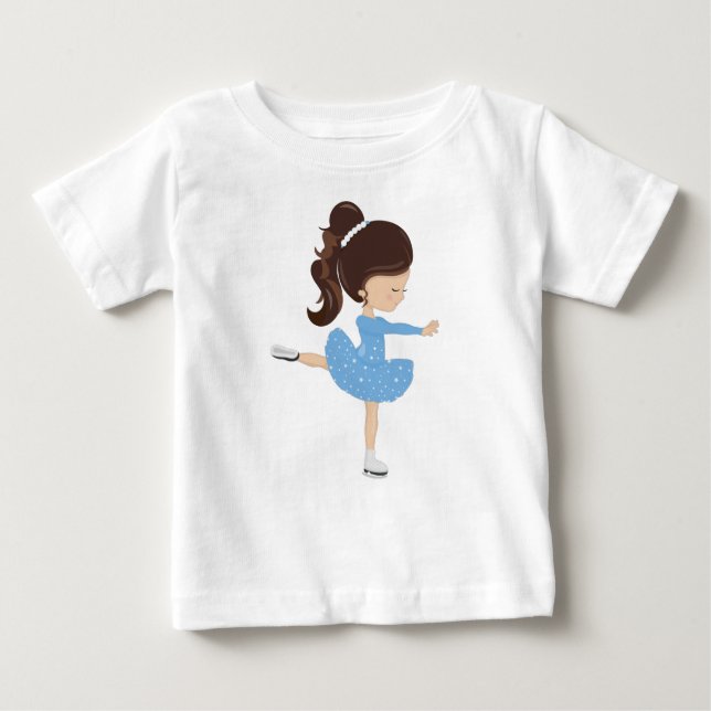 Figur Skating, Ice Skating Girl, Brown Hair T Shirt (Framsida)