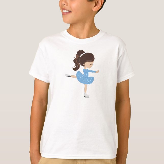 Figur Skating, Ice Skating Girl, Brown Hair T Shirt (Framsida)