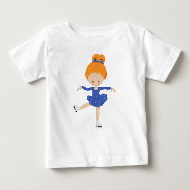 Figur Skating, Ice Skating Girl, Orange Hair T Shirt (Framsida)