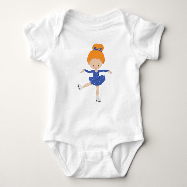 Figur Skating, Ice Skating Girl, Orange Hair T Shirt (Framsida)