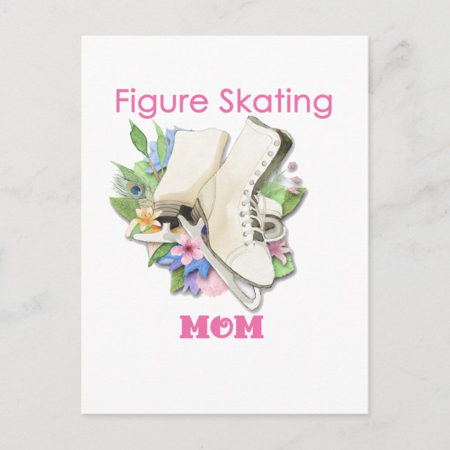 Figur Skating Mamma Gift Best Rosa Vykort (Framsida)