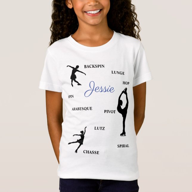 Figur Skating Skills Typography T-Shirt w/ Namn (Framsida)