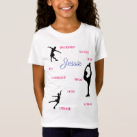 Figur Skating Skills Typography T-Shirt w/ Namn