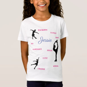 Figur Skating Skills Typography T-Shirt w/ Namn