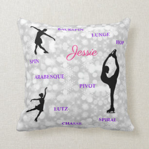 Figur Skating Snowflake Typography Dekorativ kudde