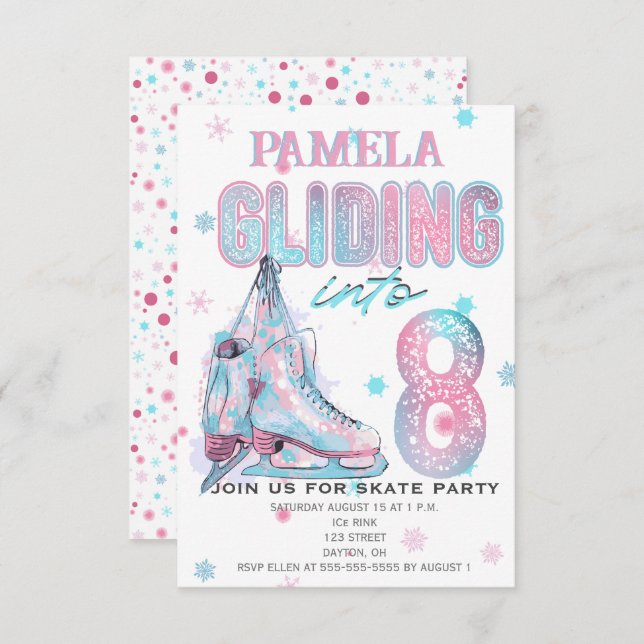 Figur Skatter 8:e Födelsedagsfest inbjudan (Fram/baksida)