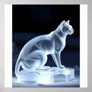Figura de gato en vidrio sobre fondo negro elegant poster