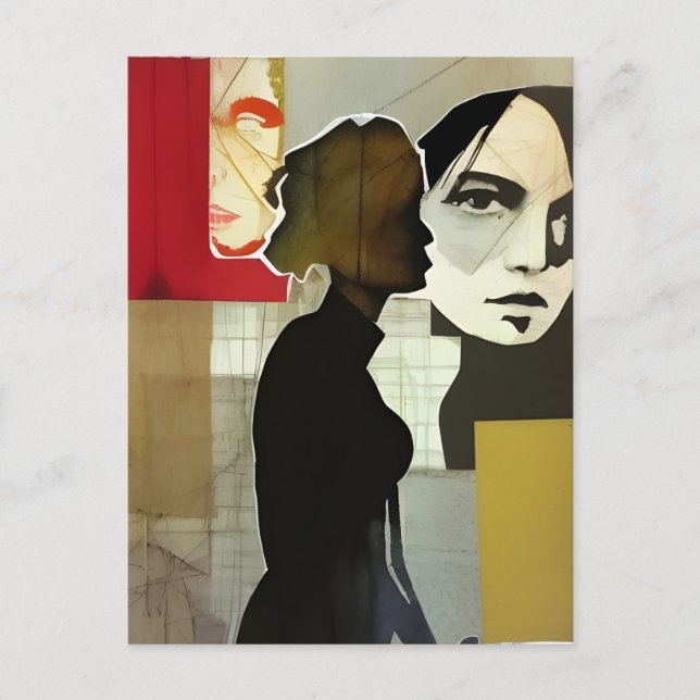 Figurativ collage blandad media vykort (Framsida)