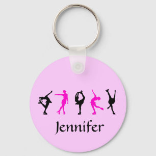 Figure Skater Girls & Name Key Chain (pale pink) Nyckelring