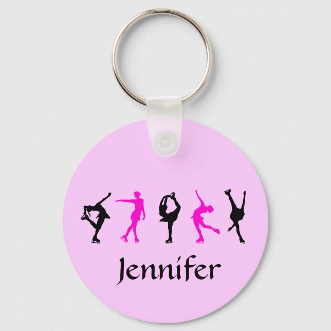 Figure Skater Girls & Name Key Chain (pale pink) Nyckelring (Framsida)