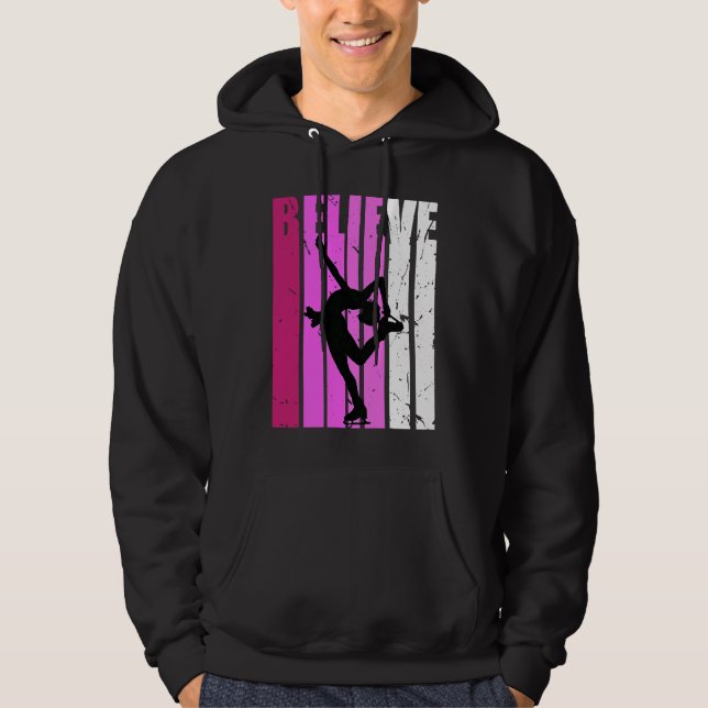 Figure Skates Ice Skating Pink Team Fan Believe Mo Hoodie (Framsida)
