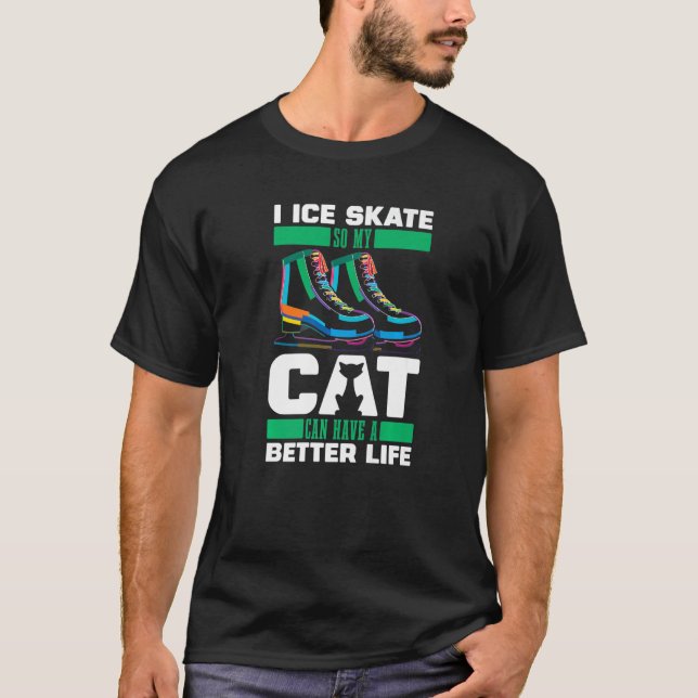 Figure Skating Cat  Ice Skating T Shirt (Framsida)