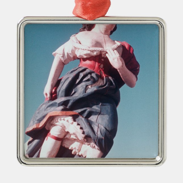 Figurehead från den okända seglingfrakten julgransprydnad metall (Framsidan)