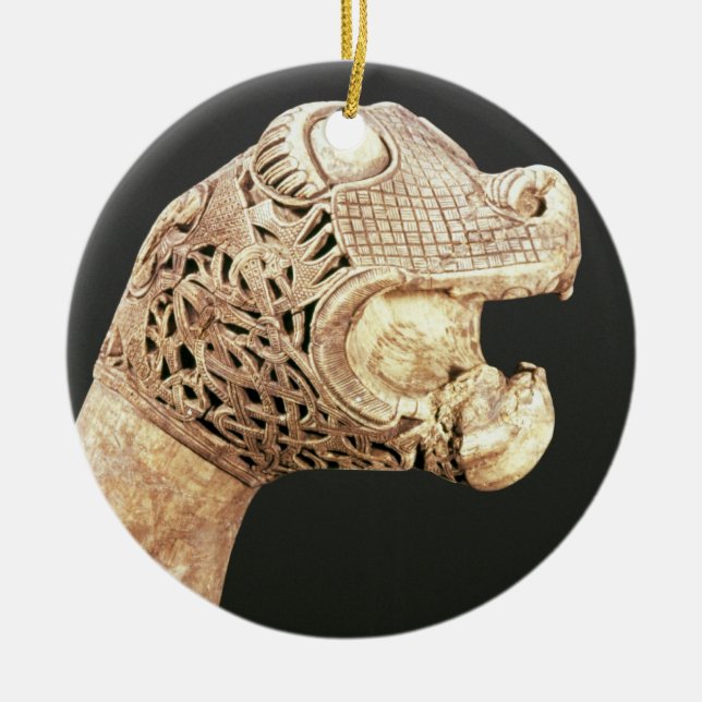Figureheaden av en Viking Longship, grundar på Julgransprydnad Keramik (Framsidan)