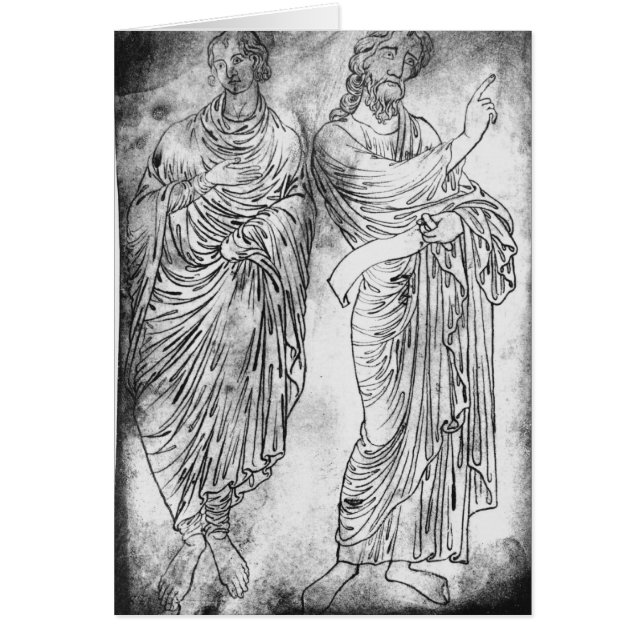 Figurer av två apostlar eller profeter hälsningskort (Framsidan)