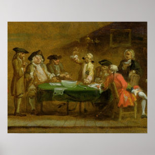 Figurer i en krog eller ett kaffehus, 1720s (olja poster