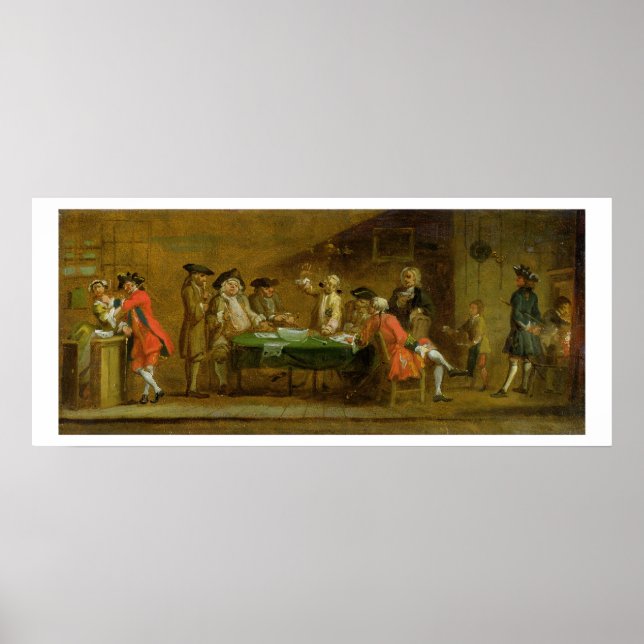Figurer i ett Tavern- eller kaffehus, 1720-tal (ol Poster (Framsidan)