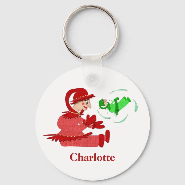 Figurer med lustigt träslag nyckelring (Framsida)