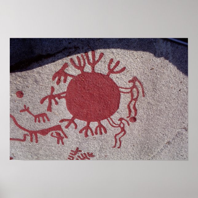 Figurer och djur runt sol poster (Framsidan)