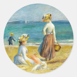 Figurer på Beach, Auguste Renoir Art Runt Klistermärke