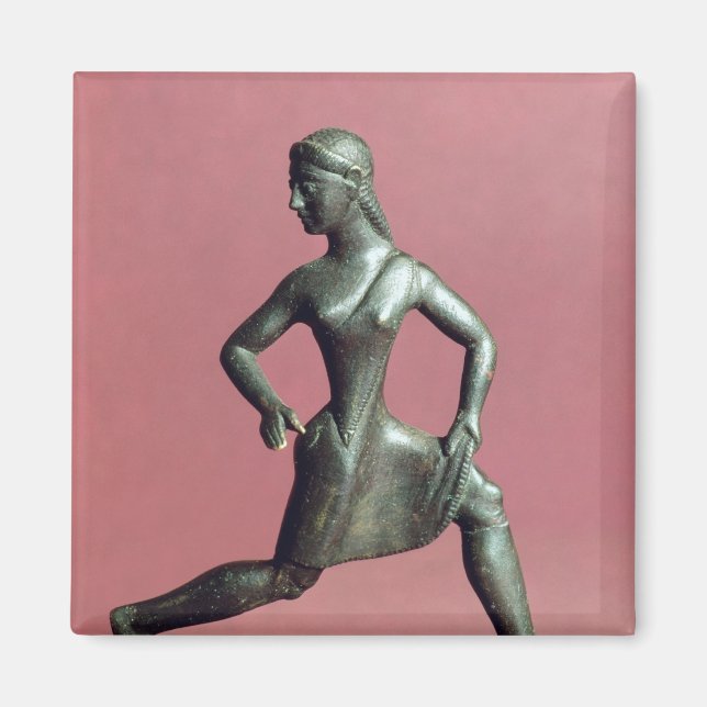 Figurin av en flicka som springer. magnet (Framsidan)