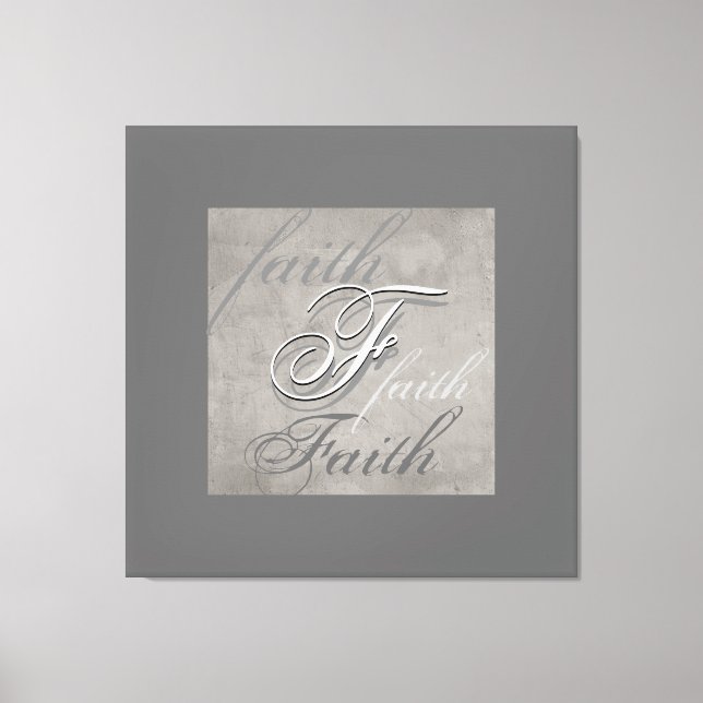 figursatt canvas-text Faith på grått med problem Canvastryck (Framsida)