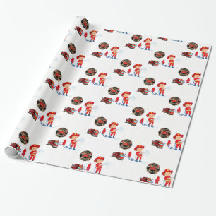 Figursätta Papper Fireman Presentpapper