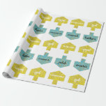 Figursätta Papper "Personlig Dreidels/Blue, Guld" Presentpapper<br><div class="desc">Blå/Gult och Guld Personlig Dreidels. Personlig Chanukah/Hanukkah Wrapping Papper. Låt oss få Hanukkah Party att börja med vår nyaste, personlig presentfigursättning för att klä ut Chanukah presenter:) Ta bort text och lägg till din egen text var som helst på omslagets papper. Använda ditt favoritteckensnitt stil, färg och storlekt. Använda det...</div>