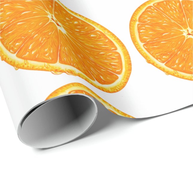 Figursätta Pappert - Orange segment Presentpapper (Rullad Hörn)