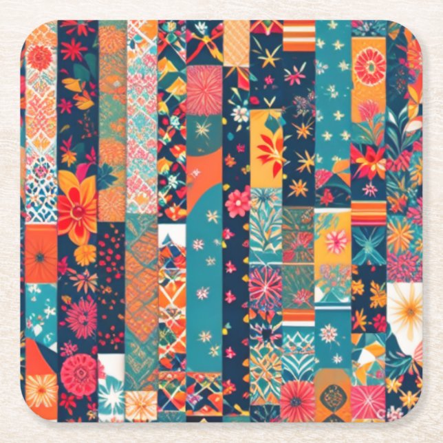 Figursätta Pappra Underlägg Papper Kvadrat (Framsidan)