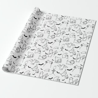 Figursättning av Halloween-kattillustration Papper Presentpapper