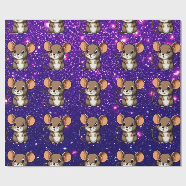 Figursättning av Mouse Cute Charming Thabel Charac Presentpapper (Platt)