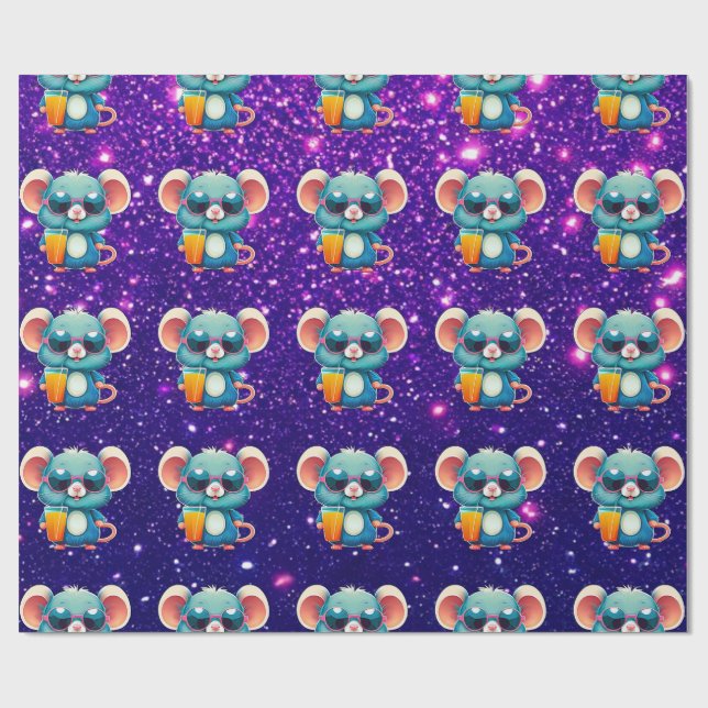 Figursättning av Mouse Cute Charming Thabel Charac Presentpapper (Platt)