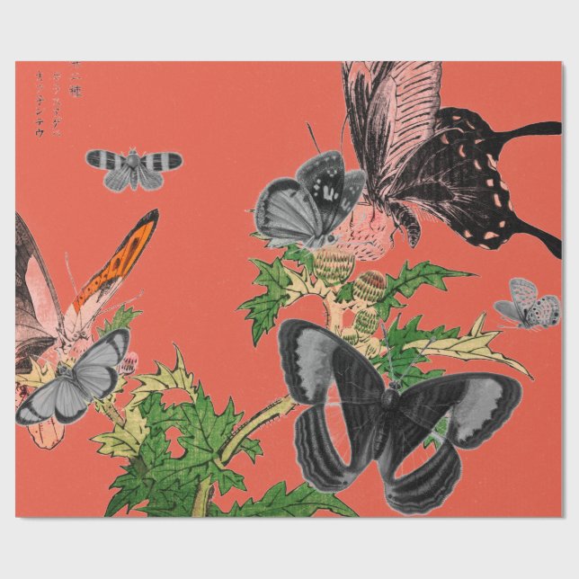 Figursättning av Papprare SMÖTTER OCH RÖDA JAPANES Presentpapper (Platt)