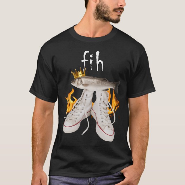 Fih Rolig Fisk Meme T Shirt (Framsida)